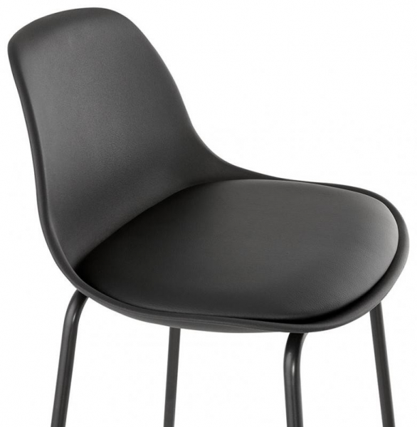 Scaun bar negru Organic premium, picioare negre subtiri otel, polipropilena / piele ecologica, BS01420BL - Kokoon [6]