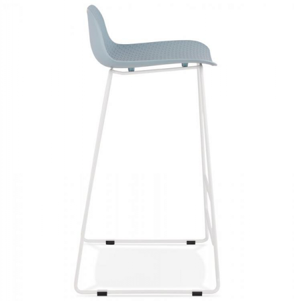 Scaun de bar albastru modern Perpetual premium fara brate, picioare albe subtiri otel, polipropilena, BS02090BUWH - Kokoon [3]