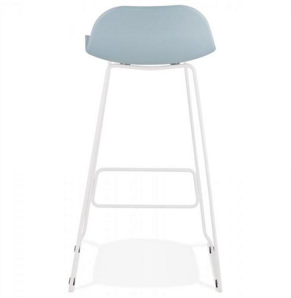 Scaun de bar albastru modern Perpetual premium fara brate, picioare albe subtiri otel, polipropilena, BS02090BUWH - Kokoon [5]