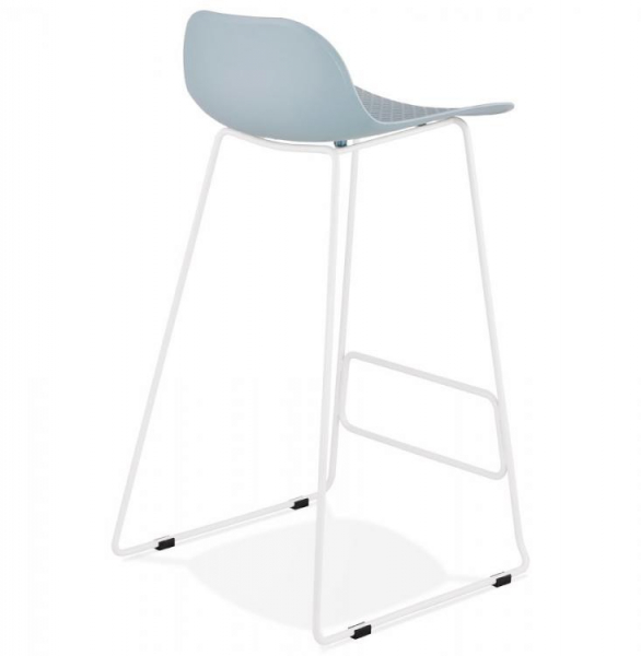 Scaun de bar albastru modern Perpetual premium fara brate, picioare albe subtiri otel, polipropilena, BS02090BUWH - Kokoon [4]