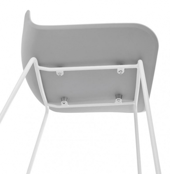 Scaun de bar gri modern Perpetual premium fara brate, picioare albe subtiri otel, polipropilena, BS02080GRWH - Kokoon [6]