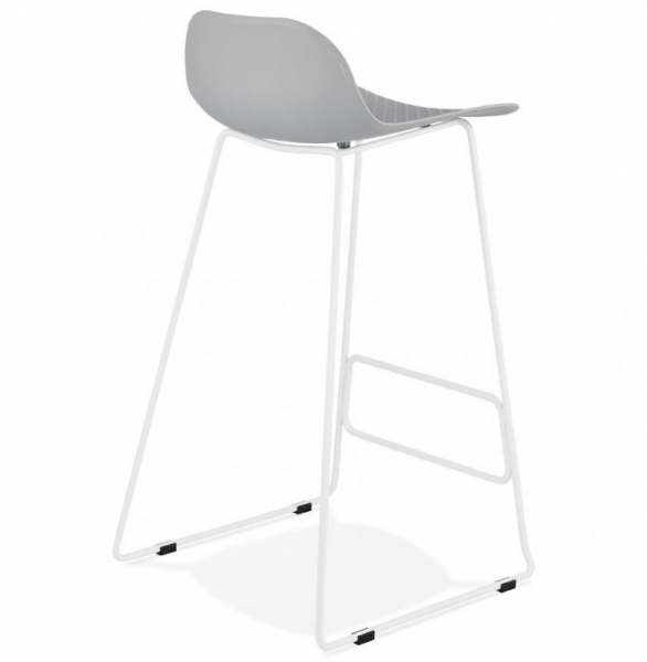 Scaun de bar gri modern Perpetual premium fara brate, picioare albe subtiri otel, polipropilena, BS02080GRWH - Kokoon [4]