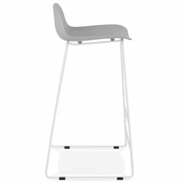 Scaun de bar gri modern Perpetual premium fara brate, picioare albe subtiri otel, polipropilena, BS02080GRWH - Kokoon [3]