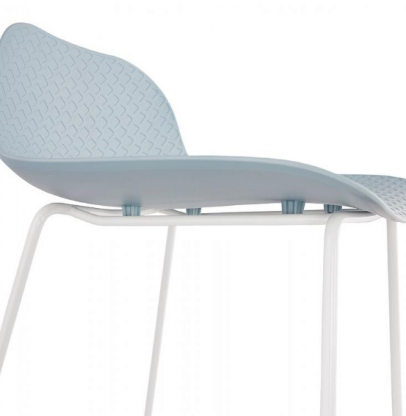 Scaun inalt bar albastru Perpetual II premium, polipropilena / picioare albe subtiri otel, BS02040BUWH - Kokoon [7]