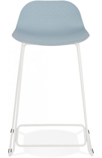 Scaun inalt bar albastru Perpetual II premium, polipropilena / picioare albe subtiri otel, BS02040BUWH - Kokoon [2]