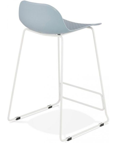 Scaun inalt bar albastru Perpetual II premium, polipropilena / picioare albe subtiri otel, BS02040BUWH - Kokoon [4]