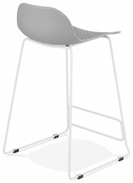 Scaun inalt bar gri Perpetual II premium, polipropilena / picioare albe subtiri otel, BS02030GRWH - Kokoon [4]