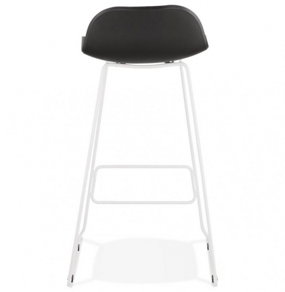 Scaun de bar negru modern Perpetual premium fara brate, picioare albe subtiri otel, polipropilena, BS02070BLWH - Kokoon [5]