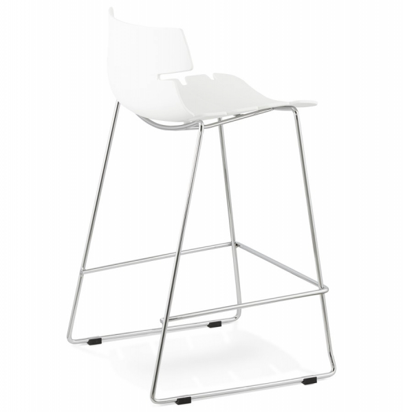 Scaun bar alb modern Reny II polipropilena, picioare subtiri crom otel, BS01330WH - Kokoon [4]