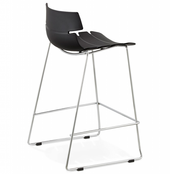 Scaun bar negru modern Reny II polipropilena, picioare subtiri otel crom, BS01340BL - Kokoon [4]