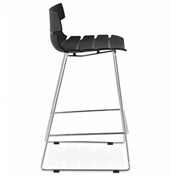 Scaun bar negru modern Reny II polipropilena, picioare subtiri otel crom, BS01340BL - Kokoon [3]