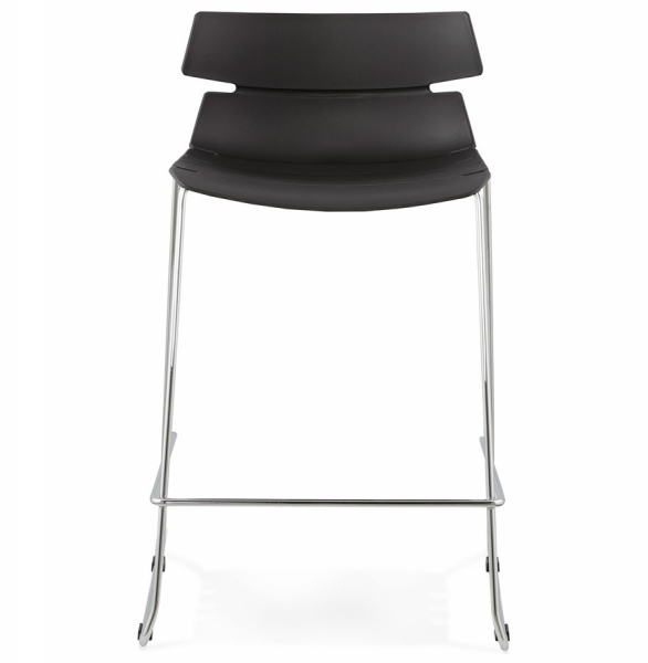 Scaun bar negru modern Reny II polipropilena, picioare subtiri otel crom, BS01340BL - Kokoon [2]