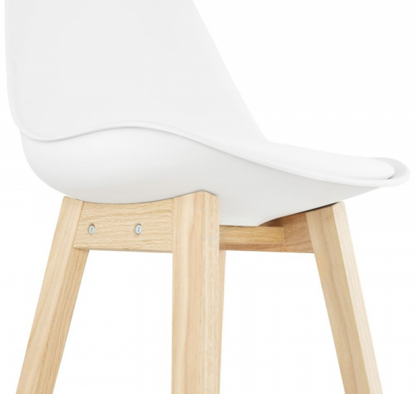 Scaun bar alb Roi premium stil scandinav, polipropilena / sezut tapitat piele ecologica / picioare lemn masiv, BS01870WHNA - Kokoon [6]