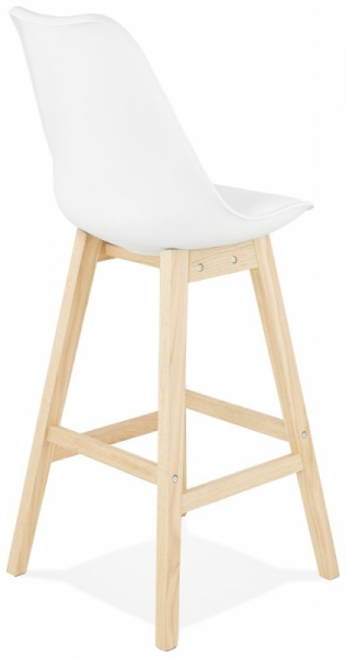 Scaun bar alb Roi premium stil scandinav, polipropilena / sezut tapitat piele ecologica / picioare lemn masiv, BS01870WHNA - Kokoon [4]