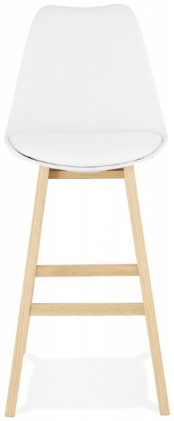 Scaun bar alb Roi premium stil scandinav, polipropilena / sezut tapitat piele ecologica / picioare lemn masiv, BS01870WHNA - Kokoon [2]