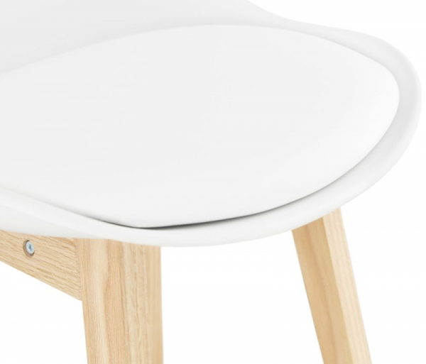 Scaun bar alb Roi premium stil scandinav, polipropilena / sezut tapitat piele ecologica / picioare lemn masiv, BS01870WHNA - Kokoon [5]