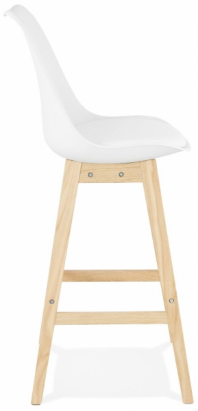 Scaun bar alb Roi premium stil scandinav, polipropilena / sezut tapitat piele ecologica / picioare lemn masiv, BS01870WHNA - Kokoon [3]