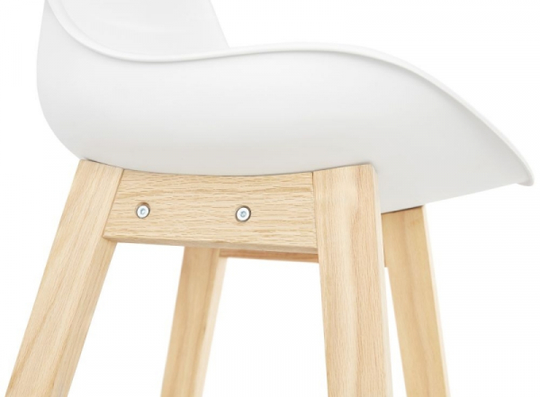 Scaun bar alb Roi premium stil scandinav, polipropilena / sezut tapitat piele ecologica / picioare lemn masiv, BS01870WHNA - Kokoon [7]