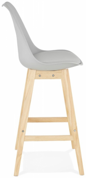 Scaun bar gri Roi premium, stil scandinav, polipropilena / sezut tapitat piele ecologica / picioare lemn masiv, BS01890GRNA - Kokoon [3]