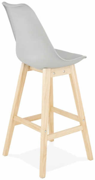 Scaun bar gri Roi premium, stil scandinav, polipropilena / sezut tapitat piele ecologica / picioare lemn masiv, BS01890GRNA - Kokoon [4]