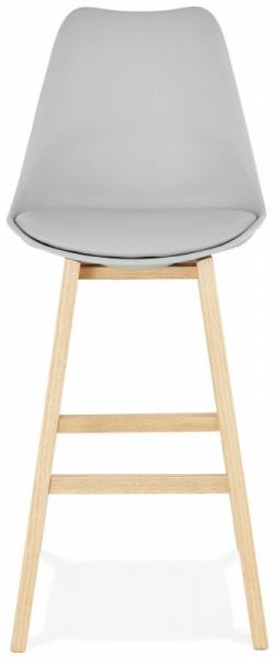 Scaun bar gri Roi premium, stil scandinav, polipropilena / sezut tapitat piele ecologica / picioare lemn masiv, BS01890GRNA - Kokoon [2]