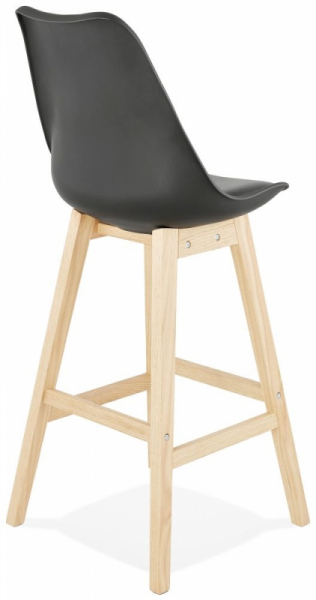 Scaun bar negru Roi premium, stil scandinav, polipropilena / sezut piele ecologica / picioare lemn masiv, BS01880BLNA - Kokoon [4]