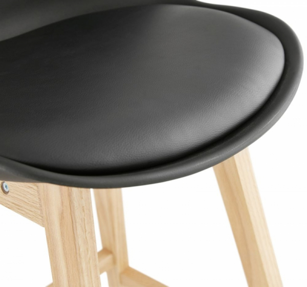 Scaun bar negru Roi premium, stil scandinav, polipropilena / sezut piele ecologica / picioare lemn masiv, BS01880BLNA - Kokoon [5]