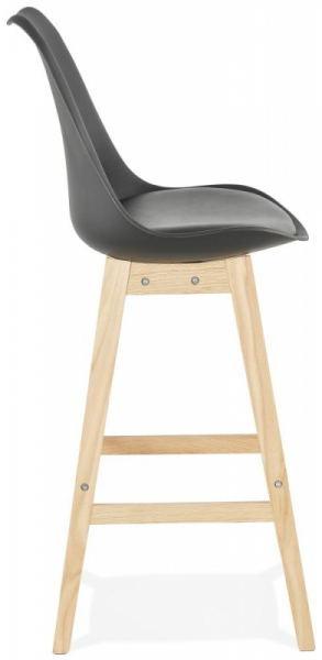 Scaun bar negru Roi premium, stil scandinav, polipropilena / sezut piele ecologica / picioare lemn masiv, BS01880BLNA - Kokoon [3]