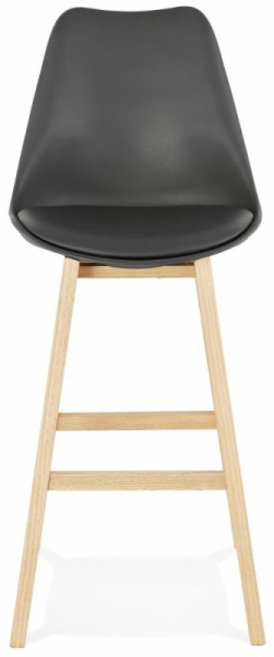 Scaun bar negru Roi premium, stil scandinav, polipropilena / sezut piele ecologica / picioare lemn masiv, BS01880BLNA - Kokoon [2]