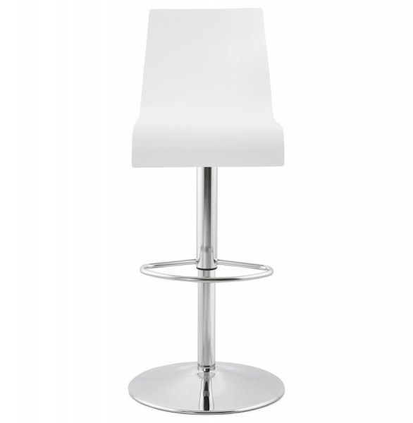 Scaun bar alb mat lemn indoit Santana Premium, picior metal crom inaltime reglabila, BS00930WH - Kokoon [2]