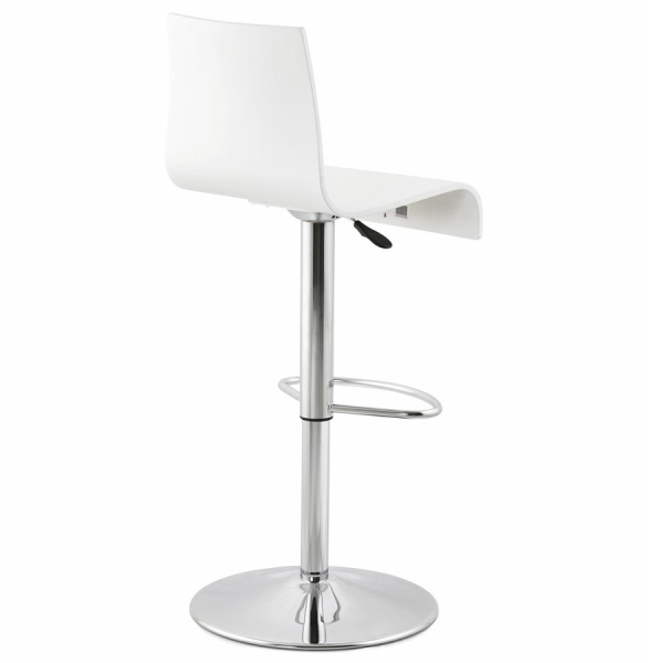 Scaun bar alb mat lemn indoit Santana Premium, picior metal crom inaltime reglabila, BS00930WH - Kokoon [4]