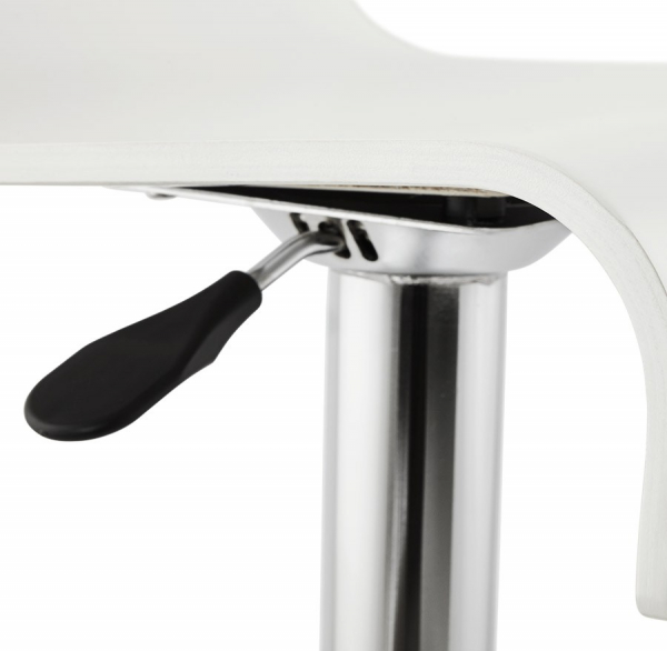 Scaun bar alb mat lemn indoit Santana Premium, picior metal crom inaltime reglabila, BS00930WH - Kokoon [9]