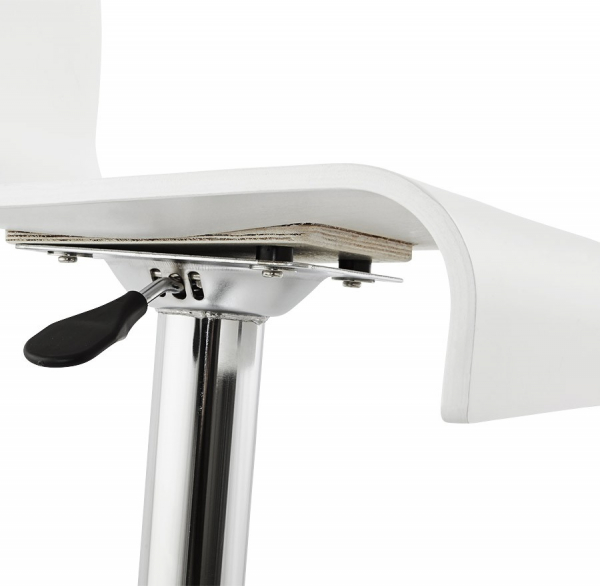 Scaun bar alb mat lemn indoit Santana Premium, picior metal crom inaltime reglabila, BS00930WH - Kokoon [10]