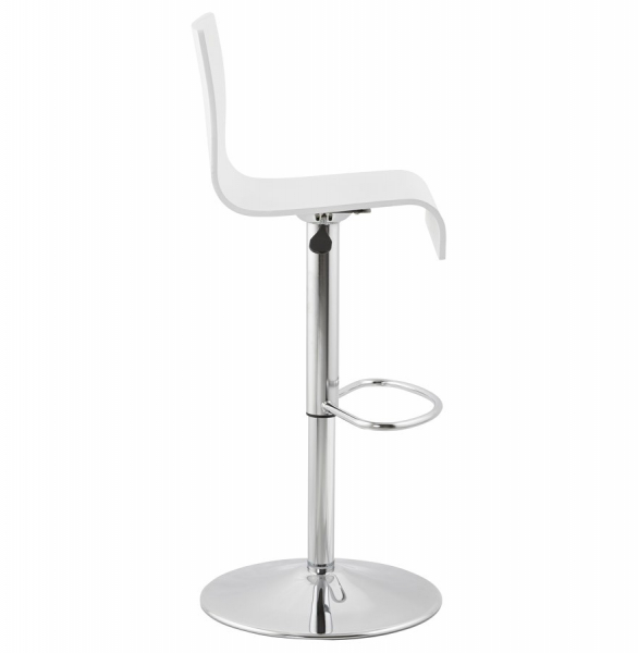 Scaun bar alb mat lemn indoit Santana Premium, picior metal crom inaltime reglabila, BS00930WH - Kokoon [3]