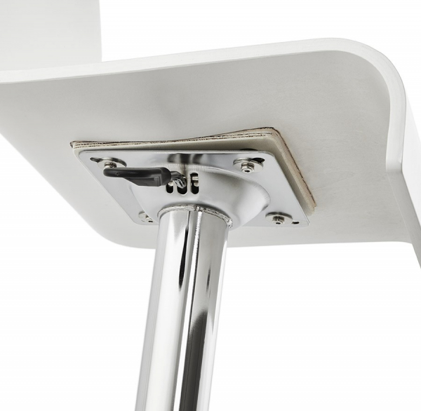 Scaun bar alb mat lemn indoit Santana Premium, picior metal crom inaltime reglabila, BS00930WH - Kokoon [11]
