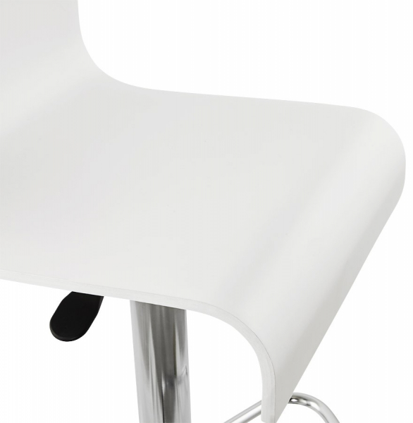 Scaun bar alb mat lemn indoit Santana Premium, picior metal crom inaltime reglabila, BS00930WH - Kokoon [7]