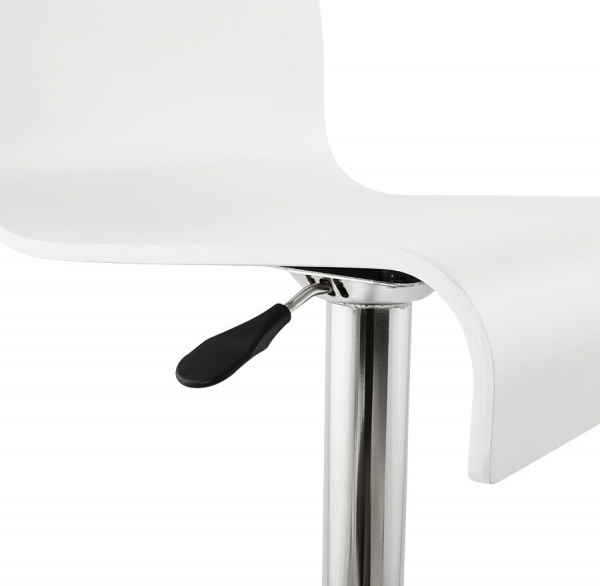 Scaun bar alb mat lemn indoit Santana Premium, picior metal crom inaltime reglabila, BS00930WH - Kokoon [8]