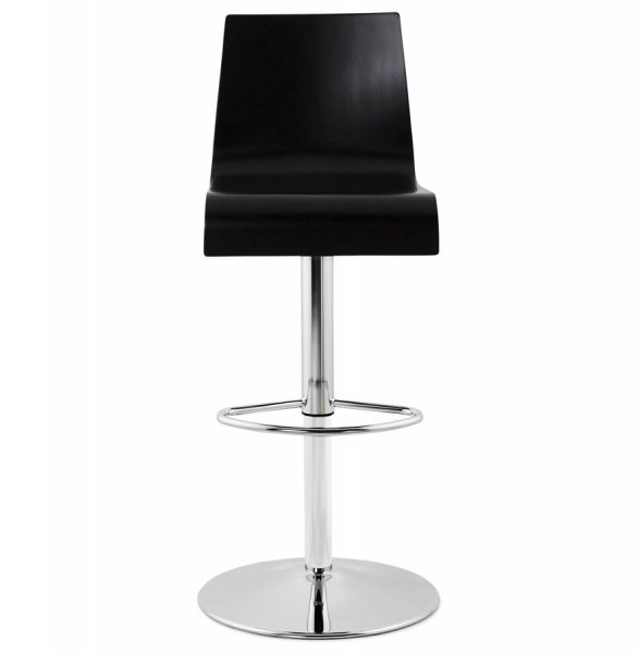 Scaun bar negru mat lemn curbat Santana Premium, picior metal crom, BS00940BL - Kokoon [2]
