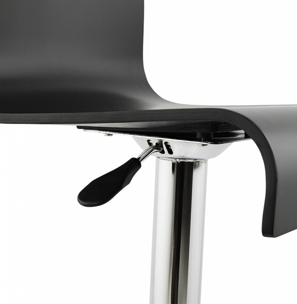 Scaun bar negru mat lemn curbat Santana Premium, picior metal crom, BS00940BL - Kokoon [8]