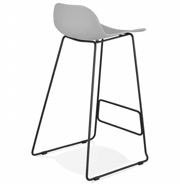 Scaun modern bar gri Slade premium fara brate, picioare negre subtiri otel, polipropilena, BS02180GRBL - Kokoon [4]