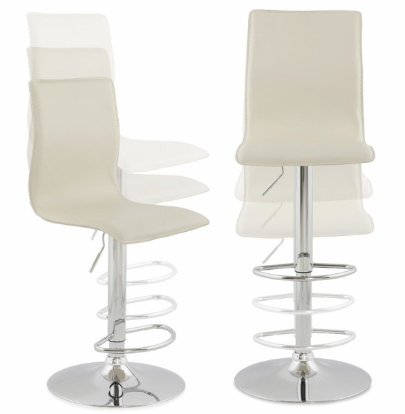 Scaun bar crem piele ecologica Soho inaltime reglabila, picior metal crom, BS00020CR - Kokoon [6]