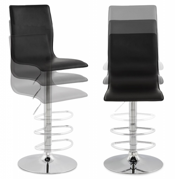 Scaun bar negru piele ecologica Soho inaltime reglabila, picior metal crom, BS00010BL - Kokoon [6]