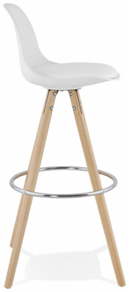 Scaun inalt bar alb Tree premium, stil scandinav, picioare lemn masiv inel crom, polipropilena / sezut piele ecologica, BS01480WH - Kokoon [3]