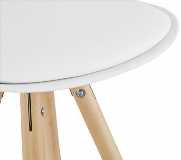 Scaun inalt bar alb Tree premium, stil scandinav, picioare lemn masiv inel crom, polipropilena / sezut piele ecologica, BS01480WH - Kokoon [6]
