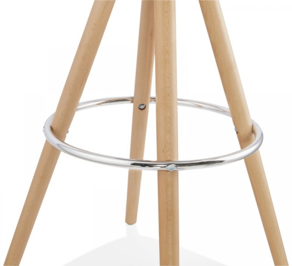Scaun inalt bar alb Tree premium, stil scandinav, picioare lemn masiv inel crom, polipropilena / sezut piele ecologica, BS01480WH - Kokoon [8]