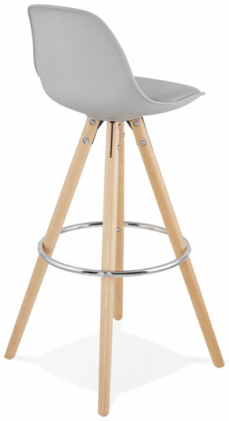 Scaun inalt bar gri Tree premium, stil scandinav, picioare lemn masiv cu inel crom, polipropilena / sezut piele ecologica, BS02270GR - Kokoon [4]