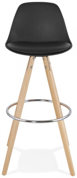 Scaun inalt bar negru Tree premium, stil scandinav, picioare lemn masiv inel crom, polipropilena / piele ecologica neagra, BS01470BL - Kokoon [2]