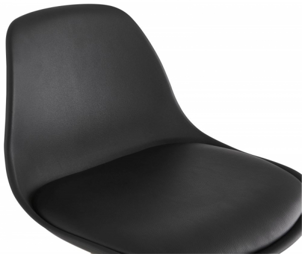 Scaun inalt bar negru Tree premium, stil scandinav, picioare lemn masiv inel crom, polipropilena / piele ecologica neagra, BS01470BL - Kokoon [5]