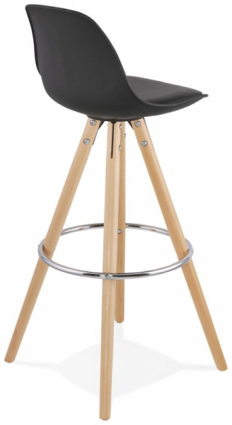 Scaun inalt bar negru Tree premium, stil scandinav, picioare lemn masiv inel crom, polipropilena / piele ecologica neagra, BS01470BL - Kokoon [4]
