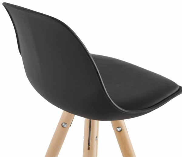 Scaun inalt bar negru Tree premium, stil scandinav, picioare lemn masiv inel crom, polipropilena / piele ecologica neagra, BS01470BL - Kokoon [7]